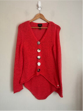 Pure HANDKNIT Coral Res V Neck Long Sleeve Knit Cardigan Size XS Casual Preppy